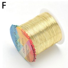 0 2 1mm 변색 방지 Colorfast 구리 구슬 와이어 DIY 공예 팔찌 목걸이 귀걸이 쥬얼리 액세서리 만들기, 0.6mm-90m, F, 1개