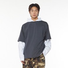 [21.7oz / 8수] 심플 헤비 오버핏 반팔티 (차콜)