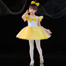 DIU 兒童演出服蓬蓬紗裙亮片舞蹈表演服女孩公主蓬蓬連衣裙晚禮服