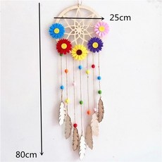 手工DIY捕夢網風鈴材料包 森系創意DIY 幼兒園教室室內裝飾清新風鈴, 花款式（材質包）, 1個