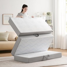 Puzdaz 접이식 매트리스 싱글 10.2cm(4인치) 메모리 폼 접이식 매트리스 싱글 통기성 및 세탁 가능한 커버가 있는 3단 매트리스 게스트 침대용 휴대용 매트리스, Puzdaz 접이식 매트리스 싱글, 10.2cm(4인치