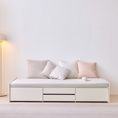 동서가구 온숨 황토볼 온열 무헤드 2단 4서랍 아쿠아텍스 수납 흙침대 Q DF926971, 화이트, 아이보리