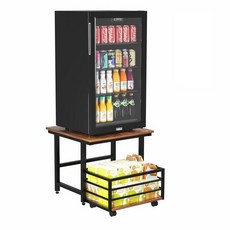 EYOCAL 풀아웃 바구니가 있는 미니 냉장고 스탠드 50 x 50cm(19.7 x 19.75인치) 대형 테이블 탑 튼튼한 스탠드 조절 가능한 발과 바퀴 주방 기숙사