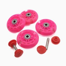 兒童扭扭車配件 靜音閃光輪胎 搖擺車溜溜車輪子 前後輪妞妞車配件 台灣出貨, 1個, 粉色8cm閃光靜音輪4個+軸卡扣2對