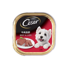 Cesar 西莎 牛肉精緻風味餐盒 寵物狗罐頭濕糧, 100g, 24個, 牛肉+肝