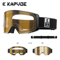 KAPVOE 카프보에 프리미엄 스키 스노우 보드 고글 플립업 마그네틱 교체 김서림 방지 변색 K724-PH, 1개, 골드
