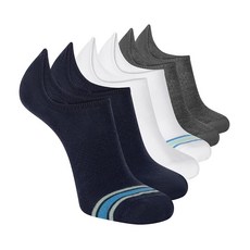 Skechers 남성용 슬립온 6팩 퍼포먼스 노쇼 양말 경량 및 통기성 편안한 핏 화이트/라이트 그레이/블랙 174727, 해군 사관학교/화이트/헤더