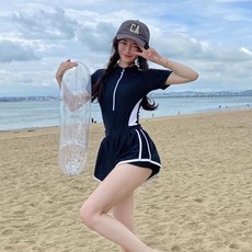 爆款泳衣女夏長袖連體保守遮肉顯瘦寬鬆女孩性感溫泉平角分體泳裝