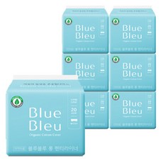 블루블루 유기농 순면커버 팬티라이너, 롱, 20개입, 6개