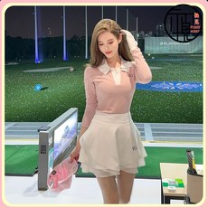 運動休閒透氣2024春夏新款POLO衫長袖上衣女高爾夫網球半裙套裝女