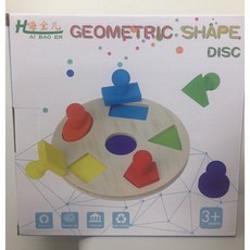 幼兒園教具E2I 蒙特梭利木製幾何形狀認知圓盤，寶寶印章玩具，兒童早教益智教具，形狀配對幾何圓盤, 1個, 藍白色 彩盒