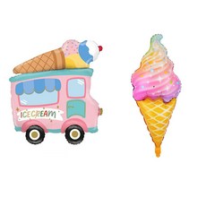 CEUQIESO 아이스크림 모양 풍선 세트 일반 이벤트 생일 파티 촬영 장식용 총 2개