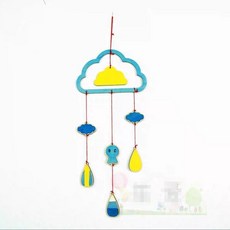 手工DIY捕夢網風鈴材料包 森系創意DIY 幼兒園教室室內裝飾清新風鈴, 雲朵款（材質包）不含顏料, 1個