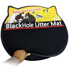Blackhole落貓砂墊 韓國原裝進口 美國專利 防滑耐磨 貓砂盆墊, 1個, 可愛貓咪頭形黑色(58*54CM), 黑色