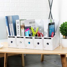 DIY 페이퍼 파일박스 마블링 5P 서류정리 파일꽂이 화일정리 책상정리 문서보관 쉬운조립
