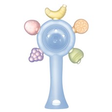 DIU 嬰兒手搖鈴玩具可咬磨牙棒0到3個月-1歲新生幼兒寶寶早教益智牙膠, 1個, 藍色:如圖