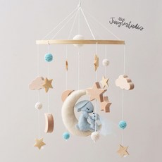 [정글스튜디오] 문 레빗 펠트 모빌 신생아 아기 침대 감성 모빌 아기방 꾸미기, 1개