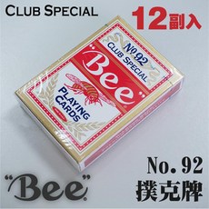 BEE 美國製造 No.92 Club Special 撲克牌 (紅) 12副入 高級耐用 賭場用紙牌 魔術牌, 1個
