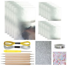 금속 공예 호일 종이 양각 엠보싱 금박 은박 압연 그리기 DIY 키트 알루미늄 아트 미술 만들기 세트, 은박 세트