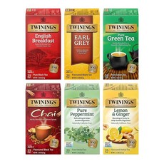 Twinings Nightly Calm 허브 티 개별 포장 백 20개 (1팩) 스피어민트 및 레몬그라스 천연 카페인 프리 뜨겁거나 차갑게 즐기기 티백 20개, 25개 (6팩), 버라이어티 팩(혼합)