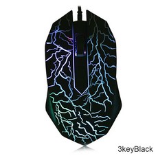 다채로운 LED 컴퓨터 게임 마우스 Dota 2 LOL 게이머 인체 공학적 2400 당 점 B 유선 전문 초정밀, 3 key-Black