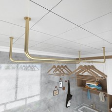 튼튼한 옷걸이 행거 철제 의류 고정식 선반 옷가게 틈새, 100cm-벽에서 25cm-럭셔리 골드