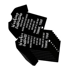 200개 세탁 지침 카드 의류 셔츠 세탁 관리 라벨 3.5x3.5인치, Black