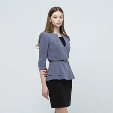 프론트 유니폼 상담실장옷 피부과 코디네이터 데스크 호텔 셋업 세트, L, 다크그레이칠부소매+블랙스커트