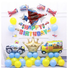 工程車交通車主題造型氣球派對裝飾兒童生日派對佈置用品, Ｅ款, 1套, 繽紛色彩