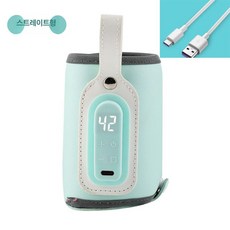 나비 휴대용 젖병워머 이유식 온도조절 보온 커버, 1개, 블루+Type-C 충전 케이블