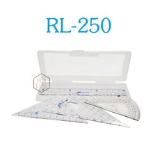 Dencom 尺組 (直尺 三角板 量角器) 四件組附盒 - HA-402 RL-250 - 數學測量工具, 1個, 4合1尺組附合 RL250