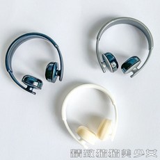 台灣出貨 娃衣配飾 娃娃配件 迷你bjd娃娃耳機配件冷酷學院風帥氣頭戴式娃用裝飾耳機模型仿真 配飾, 三款各一,迷你娃用耳機, 1個