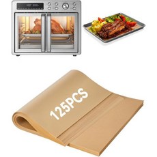 125개 에어프라이어 라이너 Midea Flexify 26.4쿼트 프렌치 도어 토스터 오븐용 논스틱 일회용 베이킹 페이퍼 시트 오븐 콤보용 블랙앤데커 크리스프 앤 베이크 TO6, Unbleached Parchment Paper, 125PCs for Flexify 26.4QT
