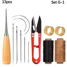 왁스 도구 제화공 바늘 공예 가죽 골무 DIY 손 세트 송곳 키트 수리용 스레드 바느질, 레드계열, 1개