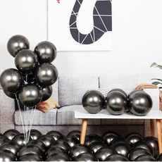 파리스 크롬 메탈 천장 광이 나는 라운드 풍선, 50개, 14메탈릭블랙