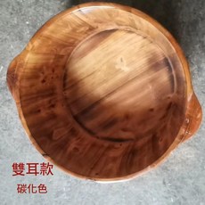 香柏木足浴桶 按摩木盆 燻蒸洗腳盆, 碳化色雙耳平底款 高26cm單桶, 1個