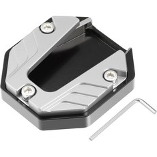 X AUTOHAUX 유니버설 모터사이클 킥스탠드 패드 CNC 사이드 스탠드 발 연장 지지판 실버 톤, 1개