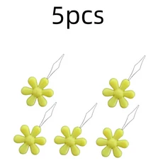 노인용 쉬운 바느질 바늘 장치 꽃 모양 실 꿰기 가죽 공예 도구 바느질 바느질 바느질 액세서리 1PC, 17 Yellow-5pcs