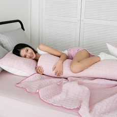 하트쿨링 냉감 여름 죽부인 듀라론 일자 바디필로우 롱쿠션 4colors (솜포함), 핑크