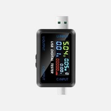 USB 테스터기 - USB-A 및 Type-C 듀얼 입출력 - IPS 컬러 디스플레이 - 전압 전류 전력 측정, 1개
