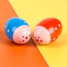 영유아 악기 전달놀이 수업용 빨강 파랑 땡땡이 에그쉐이커 2종 2개 돌아기