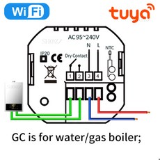 TUYA 스마트 터치 LCD 온도조절기 ZIGBEEWIFI 온수 난방 전기 바닥 난방 보일러 Google Home Alexa YANDEX MQTT Home Assistant 호환, 와이파이 보일러, 1개