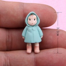隨草憶境 雨衣小女孩公仔 園藝多肉裝飾微景觀盆栽擺件, 單入（小號，3.2cm，搪膠）