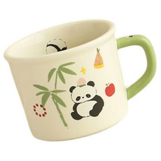 StarR 팬더 플라워 세라믹 머그잔 400ml, 1개, 화이트 (딸기)