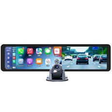 領先者ES-629 CarPlay 2K高清流媒體 12吋全螢幕觸控 後視鏡行車記錄器, 標配(9米延長線)1組,32GB, 32GB