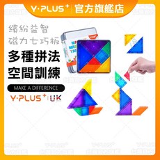 【YPLUS文具】磁力七巧板 益智磁力拼圖 多種拼法 強力磁吸 繽紛多色 兒童教具 磁性拼圖 (7片), 1個