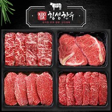 횡성한우 4구 [쿠가] 소고기 선물세트 [등심500g+안심or채끝500g+특수부위(랜덤)500gX2]총2kg, 1개