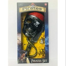 現貨快速出貨海盜面具玩具刀劍組，兒童角色扮演道具，派對表演必備，安全材質舒適佩戴, 1個, 紅色、黑色、金色