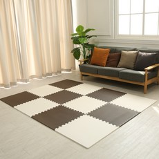 손할매 솔리드 어린이안전 대형 퍼즐매트 60cm 두께 12mm 4P, 브라운2P+아이보리2P, 1개