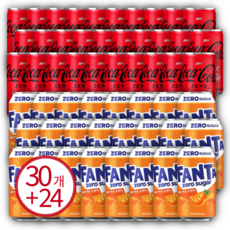 코카콜라 제로 190ml 30캔 + 환타제로 오렌지 350ml 24캔, 30개